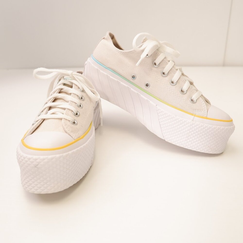 Converse Shoe Women 8.5 Platform Low Top Lace Up Canvas Sneaker Star Gym Core Ex